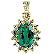 18K Yellow Gold 2.50cttw Emerald & Diamond Pendant