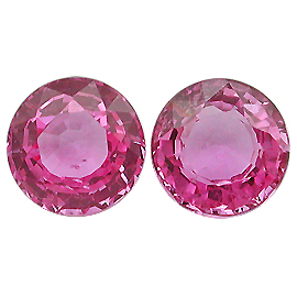 2.21 cttw Pair of Round Sapphires : Rich Pink
