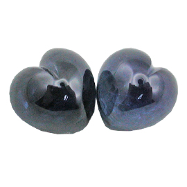 8.66 cttw Pair of Heart Shaped Cabochon Sapphires : Midnight Blue