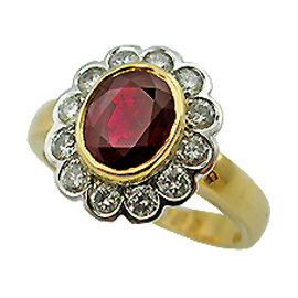 18K Two Tone Gemstone Ring : 2.22 cttw Ruby & Diamonds