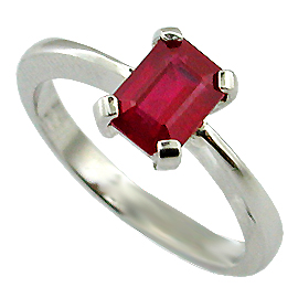 18K White Gold Solitaire Ring : 1.00 ct Ruby