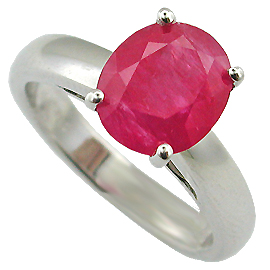 18K White Gold Solitaire Ring : 2.00 ct Ruby