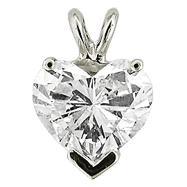 14K White Gold Solitaire Pendant : 0.25 ct. Heart Shape Diamond