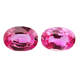 2.43 cttw Pair of Oval Sapphires : Deep Rich Pink