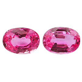 1.65 cttw Pair of Oval Sapphires : Deep Rich Pink