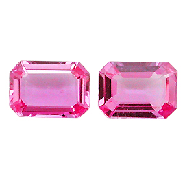 1.73 cttw Pair of Emerald Cut Sapphires : Fine Pink