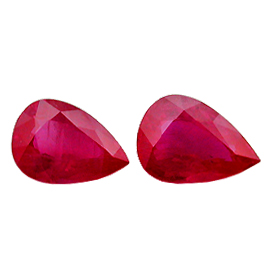 1.60 cttw Pair of Pear Shape Rubies : Rich Red