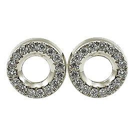 14K White Gold Stud Earrings : 0.16 cttw Diamonds