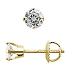 Crown Style Round Diamond G-H/SI Stud Earrings, 4 Prongs - 14K Yellow Gold