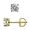 Basket Style Round Diamond G-H/SI Stud Earrings, 4 Prongs - 18K Yellow Gold