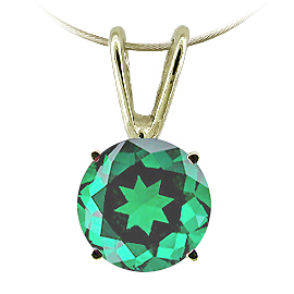 14K Yellow Gold Solitaire Pendant : 1/2 ct Emerald