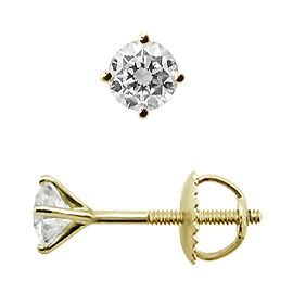 18K Yellow Gold Martini Style Stud Earrings : 0.33 cttw Diamonds