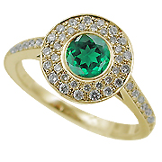 18K Yellow Gold 0.89cttw Emerald & Diamond Ring
