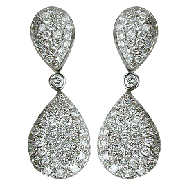 18K White Gold Drop Earrings : 0.90 cttw Diamonds