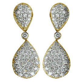 18K Yellow Gold Drop Earrings : 0.90 cttw Diamonds