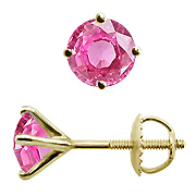 18K Yellow Gold Martini 1.50cttw Pink Sapphire Earrings