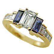 18K Yellow Gold 1.33cttw Diamond & Sapphire Ring