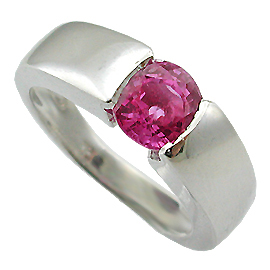 18K White Gold Solitaire Ring : 0.50 ct Pink Sapphire
