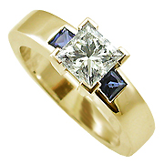 18K Yellow Gold 0.90cttw Diamond & Sapphire Ring