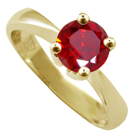 18K Yellow Gold Solitaire Ring : 1.00 ct Ruby