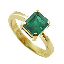 18K Yellow Gold Solitaire Ring : 1.00 ct Emerald
