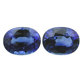 2.66 cttw Pair of Oval Sapphires : Fine Blue