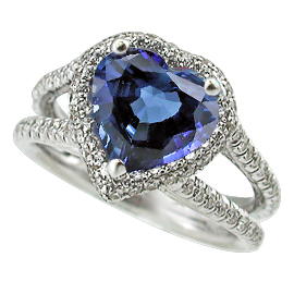 18K White Gold Multi Stone Ring : 2.65 cttw Sapphire & Diamonds