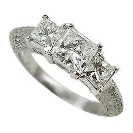 18K White Gold Multi Stone Ring : 1.45 cttw Diamonds