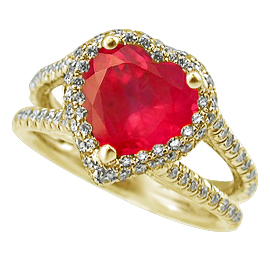 18K Yellow Gold Multi Stone Ring : 2.65 cttw Ruby & Diamonds