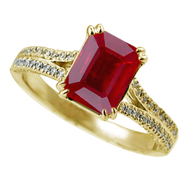 18K Yellow Gold Multi Stone Ring : 2.00 cttw Ruby & Diamonds