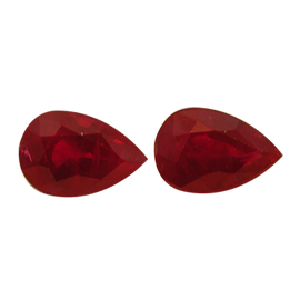 1.11 cttw Pair of Pear Shape Rubies : Pigeon Blood Red