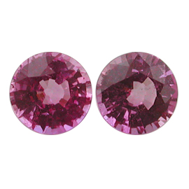 2.07 cttw Pair of Round Sapphires : Royal Pink
