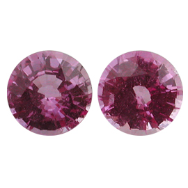 2.45 cttw Pair of Round Sapphires : Pink