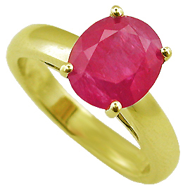 18K Yellow Gold Solitaire Ring : 2.00 ct Ruby