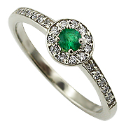 14K White Gold 0.32cttw Emerald & Diamond Ring