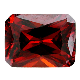 2.70 ct Emerald Cut Zircon : Orangish Red