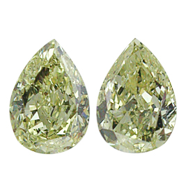 0.78 cttw Pair of Pear Shape Diamonds : Fancy Light Yellow / SI1