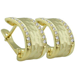 14K Yellow Gold Hoop Earrings : 0.26 cttw Diamonds