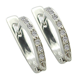 14K White Gold Hoop Earrings : 0.14 cttw Diamonds