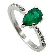 18K White Gold 1.10cttw Emerald & Diamond Ring
