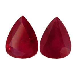 1.63 cttw Pair of Pear Shape Rubies : Fine Red