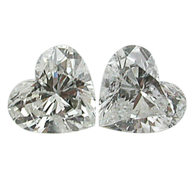 0.50 cttw Pair of Heart Shape Diamonds : G / SI2