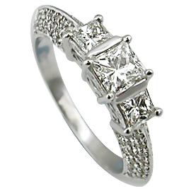 18K White Gold Multi Stone Ring : 1.20 cttw Diamonds