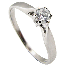 14K White Gold Solitaire Ring : 0.20 ct Diamond