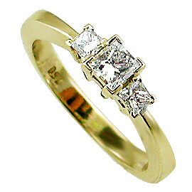14K Yellow Gold Three Stone Ring : 0.50 cttw Diamonds