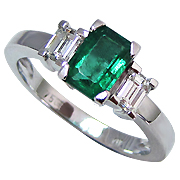 Platinum 1.15cttw Emerald & Diamond Ring