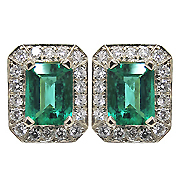 18K White Gold Designer 2.60cttw Emerald & Diamond Earrings