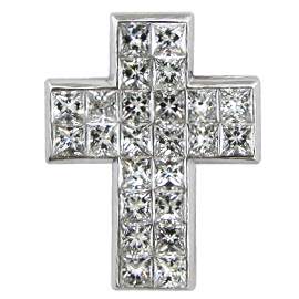 18K White Gold Cross Pendant : 1.01 cttw Diamonds