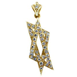 18K Yellow Gold Star of David Pendant : 1.35 cttw Diamonds