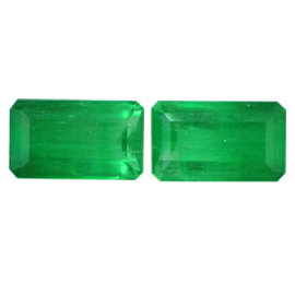 14.58 cttw Pair of Emerald Cut Emeralds : Grass Green